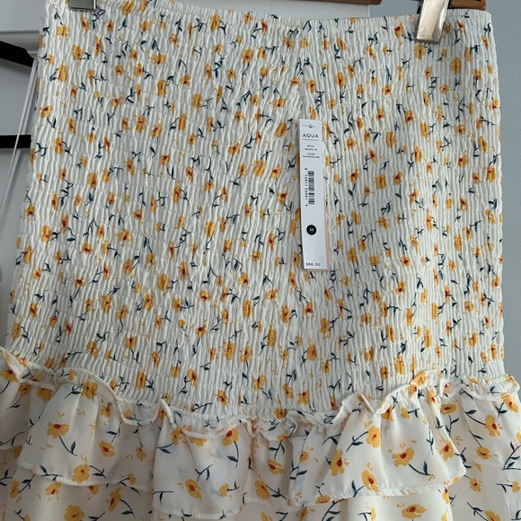 Aqua Floral Print Smocked skirt and top - Picture 5 of 7